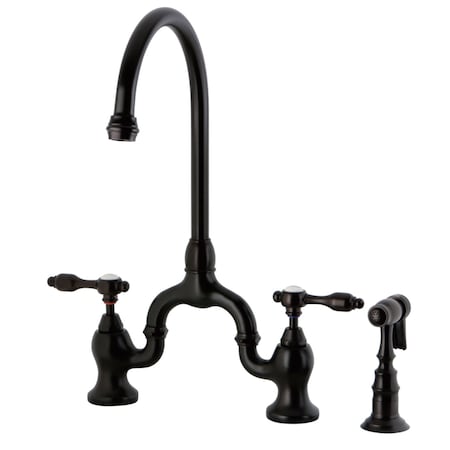 Kingston Brass KS7795TALBS Bridge Kitchen Faucet W/ Brass Sprayer, Oil Rubbed Bronze KS7795TALBS
